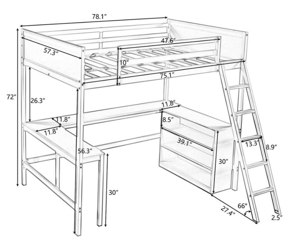 Pick a Durable Wooden Full Size Loft Bed With Desk Underneath: Perfect ...